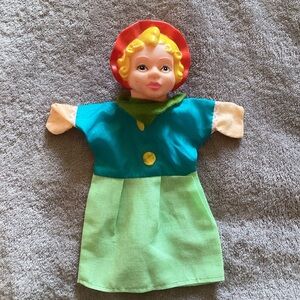 Vintage 1970’s German Blonde Girl 12” Tall Hand Puppet with Vinyl Rubber Head